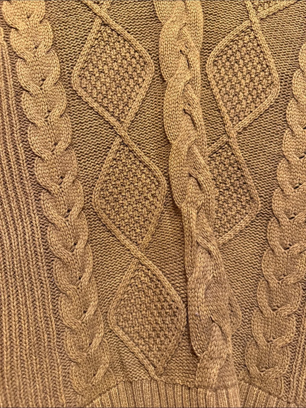 Sonoma V-Neck Cable Knit Sweater in Mustard Yellow